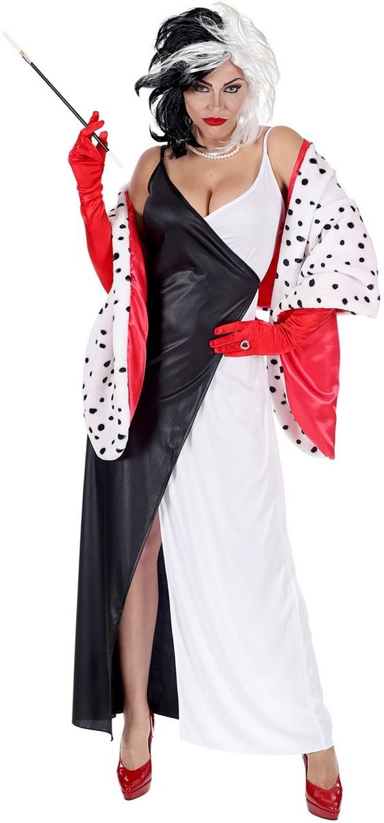 101 Dalmatiers Kostuum | Cruella Met Dalmatier Cape | Vrouw | Small | Carnaval kostuum | Verkleedkleding